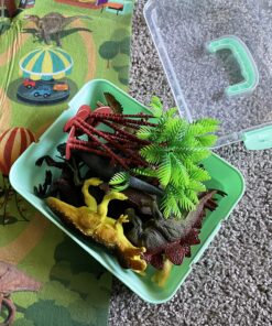 TEMI Dinosaur Toys for Kids 3-5, Realistic Jurassic Dinosaurs Figures with Play Mat & Trees to Create a Dino World Includes T-rex, Triceratops, Velociraptor, Gift for Toddler Boys & Girls 2 3 4 5 6 7 dinosaurs&mat 45 81VlFyTwYL