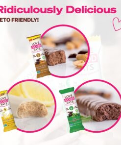 Love Good Fats Keto Protein Snack Bars - Chocolate Lover Variety Pack - 1-2g Sugar, 8-10g Protein, 5g Net Carbs, Gluten-Free, Non GMO - Peanut Butter, Mint, Lemon Mousse, Coconut - 4 Flavors (12 Pack) Chocolate Lovers Variety Pack 12 81Vn pTbqtL