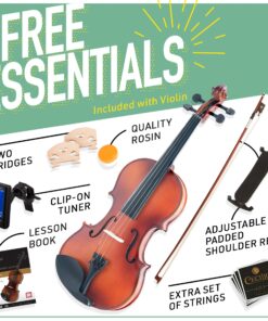 Mendini By Cecilio Violin For Kids & Adults - 4/4 MV300 Satin Antique, Student or Beginners Kit w/Case, Bow, Extra Strings, Tuner, Lesson Book - Stringed Musical Instruments 4/4 (Full Size) 32 81VngxyFdmL 3