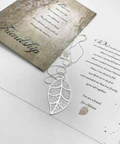 Smiling Wisdom - Friendship - A Reason Season Lifetime Friend Greeting Card and Leaf Necklace - Growing Together - Women BFF Green Card - Silver Leaf Large 5x7 in 19 81VnjD9IN4L