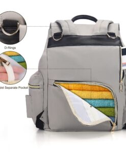 VS VOGSHOW Diaper Bag Backpack, Multifunction Stylish Travel Baby Bag Backpack with Crossbody Strap, Maternity Nappy Bag Gray 60 81Vo sdZS2L
