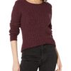 Amazon Essentials Women's Lightweight Long-Sleeve Cable Crewneck Sweater (Available in Plus Size) Large Burgundy 11 81Vp2OOJIL