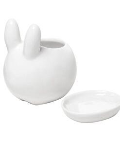 MyGift Mini Ceramic Bunny Planter, Decorative Rabbit Design White Small Flower Pot Succulent Planter with Detached Saucer 20 81VpNHWfFwL