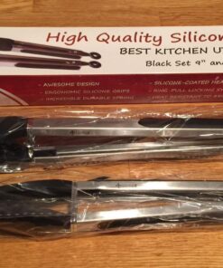 Vivree Kitchen Tongs Set - Salad & Grill Stainless Steel Serving Tongs with Silicone Tips - 9"&12" (Black) Black 85 81Vprf K7L 2