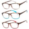 Success Eyewear Reading Glasses 3 Pair Great Value Stylish Readers Fashion Men and Women Glasses for Reading Set of Havana Clear, Havana Red, Havana Blue 1.0 x 2 81VqevdFwHL