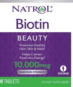 Natrol Biotin Beauty Tablets Promotes Healthy Hair Skin and Nails Helps Support Energy Metabolism Helps Convert Food Into Energy Maximum Strength 10000mcg, Multi, 200 Count 27 81VquTHHZL