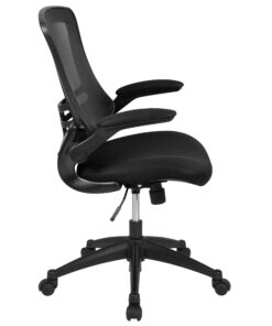 Flash Furniture Kelista Mid-Back Swivel Office Chair with Adjustable Lumbar Support and Seat Height, Ergonomic Mesh Desk Chair with Flip-Up Armrests, Black Black Mesh Set of 1 40 81VsgYXA7xL