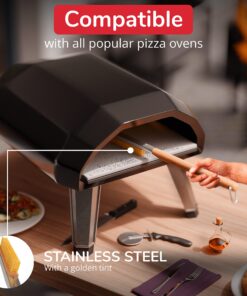 Senwosa 26” Pizza Oven Brush with Stone Scraper - Stainless Steel Bristles, Long Handle, Heat-Resistant - Compatible with Ooni Ovens - Includes Spare Head 34 81VsxcBDqCL