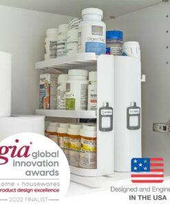 Cabinet Caddy SNAP! Sliding Spice Rack Organizer for Cabinet, Just Pull & Rotate, 3 Snap-In Shelves Adjust for 5 Levels of Storage, Magnetic Modular Design, Non-Skid Base, 8.9”H x 6.1”W x 10.8”D 28 81VtfUEZuL