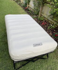 Coleman Camping Cot, Air Mattress, & Pump Combo, Folding Camp Cot & Air Bed with Side Table & Battery-Operated Pump, Great for Comfortable Outdoor Sleeping & Camping Twin 43 81Vv5RehHUL
