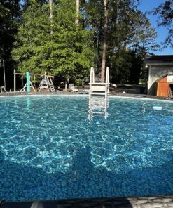 Confer Plastics 7200 Roll Guard 48" to 56" Adjustable A Frame Safety Ladder for Above Ground Outdoor Patio Swimming Pool Platform Ladder with Step Barrier, Warm Grey 39 81VvIrMoMCL