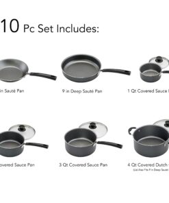 Tramontina PrimaWare 10-Piece Nonstick Cookware Set, Steel Gray by Tramontina 11 81VvNmcj15L