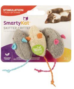 SmartyKat (3 Count) Skitter Critters Catnip Cat Toys - Gray/Cream, 3 Count Set of 3 Skitter Critter Mouse 23 81Vvod0b4vL