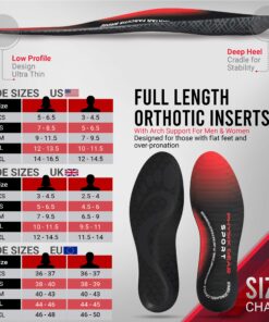 Alternative view of Physix Gear Plantar Fasciitis Feet Insoles Arch Supports Orthotics Inserts Relieve Flat Feet, High Arch - S S - US Mens 5 - 6 1/2 | Womens 7 - 8 1/2 1 Pair - Red/Black