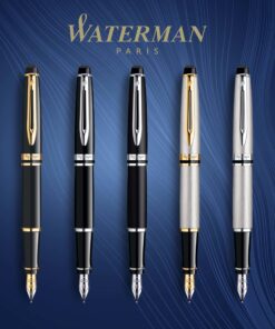 Waterman Expert Fountain Pen Gloss Black with 23K Gold Trim Medium Nib Gift Box 12 81VydFecu3L