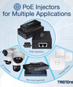TRENDnet Gigabit Power Over Ethernet Plus Injector, Converts Non-Poe Gigabit To Poe+ Or PoE Gigabit, Supplies PoE (15.4W) Or PoE+ (30W) Power Network Distances Up To 100M (328 ft.), Black, TPE-115GI 1 19 81VzRvl71bS