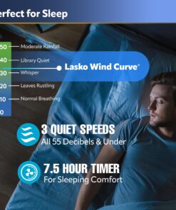 Lasko Oscillating Tower Fan, Remote Control, Timer, 3 Quiet Speeds, for Bedroom, Living Room and Office, 42", Silver, T42951 Silver T42951 29 81W HjoUJAL