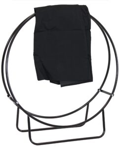 Alternative view of Sunnydaze Outdoor Firewood Log Hoop and Cover Set - Powder-Coated Steel Rack and PVC Cover - Black - 40-Inch 40 in
