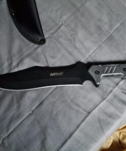 MTech USA – Fixed Blade Knife – Black Stainless Steel Blade with Black Carved G10 Handle, Full Tang, Includes 1680D Nylon Sheath - Hunting, Camping, Survival, Tactical, EDC – MT-20-39 60 81W0gPxFrZL 1