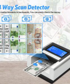Counterfeit Bill Detector, Rechargeable, 4 Way Direction USD & EUR Bill Checker Machine, with Infrared, Magnetic and Ultraviolet Sensors, Easy Pass/Fail Indicator Portable Rechargeable white 10 81W1DC4BmDL