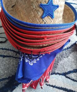 JOYIN Toy Pack of 12 Childs Straw Cowboy Hats with Cowboy Bandannas (6 Red & 6 Blue) Christmas Party Favors 36 81W1jk 7MWL