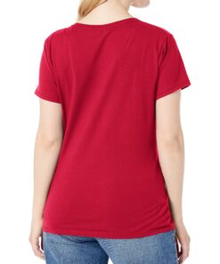 Hanes Women's Perfect-t V-neck T-shirt, Ring-spun Cotton Short Sleeve Tee for Women 1 Deep Red - 1 Pack Large 4 81W2d3r1DYL