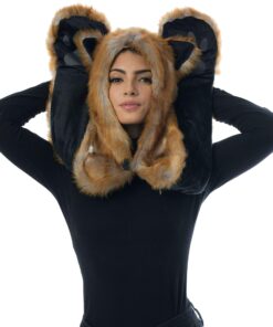 Fox Animal Hood Mittens Gloves Scarf Paws Prints and Ears, Furry Hoodie 15 81W30MaHYSL