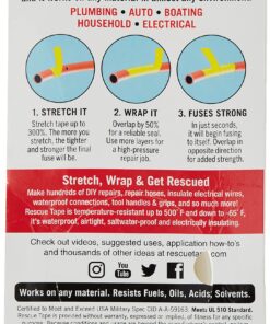 Alternative view of Rescue Tape, Self-Fusing Silicone Tape, Emergency Plumbing Pipe & Radiator Hose Repair, Electrical Insulation, Military Std, 1" x 12', Clear