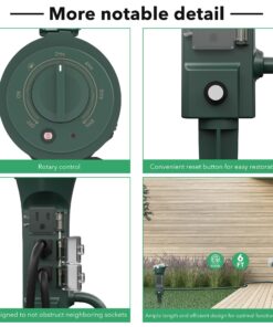 BN-LINK Outdoor Power Strip Yard Stake Timer, Photocell Dusk Till Dawn6 Grounded Outlets 6 ft Cord Weatherproof 1875W/15A ETL Listed 27 81W3yY dqQL
