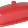Now Designs Stoneware Rectangle Butter Dish with Lid, Red 4.5 x 8 in