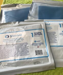 SilverSeal Burn and Wound Dressing | Hydrogel Pads with X-Static Silver | Soothing, Moist & Protective | Burns, Cuts & Wounds | 4 Sterile Dressings 4"x4" Patch (4 Count) 61 81W7U3EV7yL