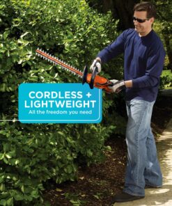 BLACK+DECKER 20V MAX Cordless Hedge Trimmer, 22 Inch Steel Blade, Reduced Vibration, Battery and Charger Included (LHT2220), Orange 28 81W9eq2wC9L