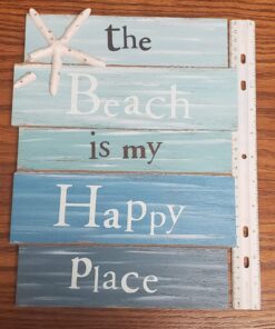 Grasslands Road Wall Starfish GR Beach is My Happy Place Plaque, Medium, White, Blue 29 81WAmQhXMGL