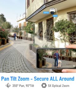 Alternative view of JideTech 5MP PTZ WiFi Camera Outdoor, 5X Optical Zoom Dome Camera with Human/Motion Detection, Auto Tracking, Wireless IP Camera with Mic/Audio, MicroSD (128GB), IR Night Vision, IP66 Weatherproof