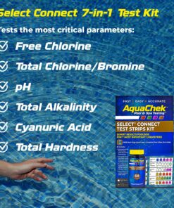 AquaChek Select Connect 7-Way Pool and Spa Test Strips Complete Kit - Pool Test Strips for pH, Total Chlorine, Free Chlorine, Bromine, Alkalinity, Total Hardness, and Cyanuric Acid - (50 Strips) 1-Pack 13 81WCirh TGL