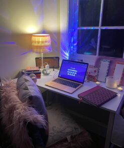 Lufeiya White L Shaped Computer Desk with Power Outlet Shelves, 40 Inch Small Corner Desk for Small Space Home Office, L-Shaped Desk PC Desks, White 39.4" 45 81WEAeCg0BL