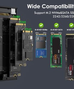 M.2 NVMe SSD Enclosure Adapter USB C 3.2 Gen 2 10Gbps M.2 NVMe to SATA Reader, Tool-Free 6Gbps SATA, RGB NVMe Enclosure Aluminum Case Support UASP Trim for PCIe M-Key(B+M Key) SSD Size 2242/2260/2280 RGB Version 32 81WFllXsqhL