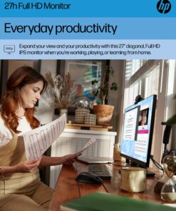 Alternative view of HP M27ha FHD Monitor-Full HD Monitor(1920 x 1080p)- IPS Panel and Built-in Audio-VESA Compatible 27-inch Monitor Designed for Comfortable Viewing with Height and Pivot Adjustment-(22H94AA#ABA) black