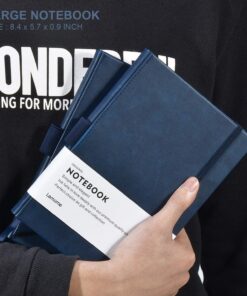 Thick Classic Notebook with Pen Loop - A5 College Ruled Hardcover Writing Notebook with Pocket + Page Dividers Gifts, Banded, Large, 180 Pages, 8.4 x 5.7 in blue 31 81WG4Em7JWL