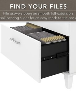 Bush SET012WH 72-Inch W L-Shaped Desk w/Hutch Lateral File Cabinet and Bookcase White 11 81WHWZ6 LoL