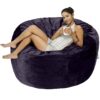 Amazon Basics Memory Foam Filled Bean Bag Chair with Microfiber Cover, 5 ft, Blue, Solid 55 81WHgUa3v L