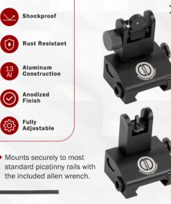 -Combat Vet Owned Company- Dagger Defense Tactical flip up BUIS Picatinny Rail Mounted Backup Iron Sights. Black 36 81WJ97Fp7fL