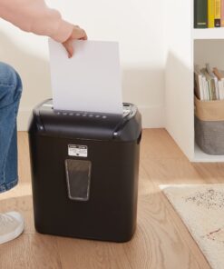 Amazon Basics 12 Sheet Cross Cut Paper and Credit Card Home Office Shredder with 4.8 Gallon Bin, Black 24 81WKm4M3YyL