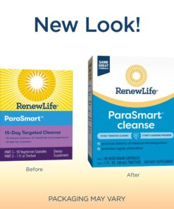 Renew Life ParaSmart; 14-Day, 2-Part Cleanse; Promotes Balance of Intestinal Microorganisms; Promotes Regular Elimination; Gluten, Dairy and Soy Free; 90 Vegetarian Capsules, 1 Fl. Oz. Tincture* 11 81WLY0XHdUL