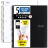 Five Star Spiral Notebooks Plus Study App, 2 Pack, 5 Subject, College Ruled Paper, 11" x 8-1/2", 200 Sheets, Black & White (73035) Black, White