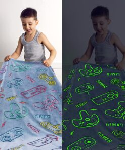Alternative view of Glow in The Dark Blanket Gaming Blanket Boys Girls Gamer Blankets Soft Fleece Cozy Video Game Blankets Gift for The Ultimate Gamer for Kids Teens Men Boyfriends 50"x60" Fluorescent Game Throw Size 50" x 60" (130 x 150 cm)