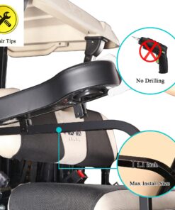 9.99WORLD MALL Golf Cart Armrest-Premium Leather, No Drilling with Cup Holder Rear Seat Kit for EZGO/Club Car/Other, Upgrade Support Frame, Suitable for 1.0" Square Tube Frame Black 11 81WMlzLckyL