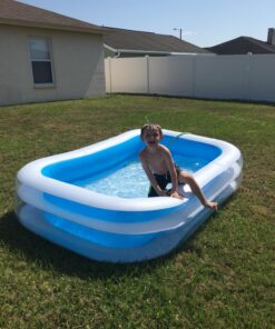 Intex 56483EP Inflatable 8.5' x 5.75' Swim Center Family Pool for 2-3 Kids, Backyard Splash Pool for Children 6+ Years Old, 198-Gallons, Blue & White Family Swim Center 70 81WOzduLTbL