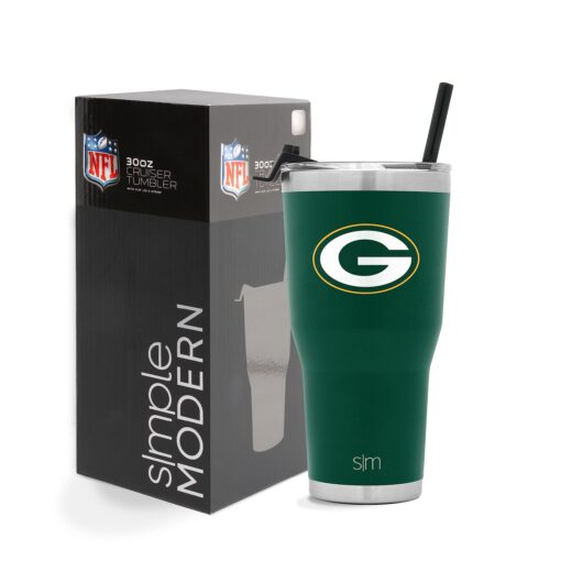 Simple Modern Officially Licensed NFL Tumbler with Flip Lid and Straw Insulated Stainless Steel Cup | Cruiser Collection | 30oz Green Bay Packers