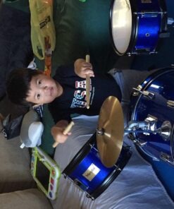 Mendini By Cecilio Drum Set – 3-Piece Kids Drum Set (16"), Includes Bass Drum, Tom, Snare, Drum Throne - Musical Instruments for Age 6-12, Metallic Blue Drum Kit Blue Metallic 16-inch 23 81WP6jcVd5L